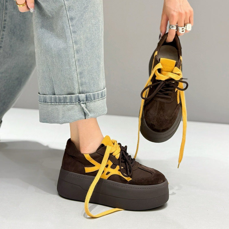Women's Thick-soled Style Spring Color Matching Genuine Women's Casual Shoes