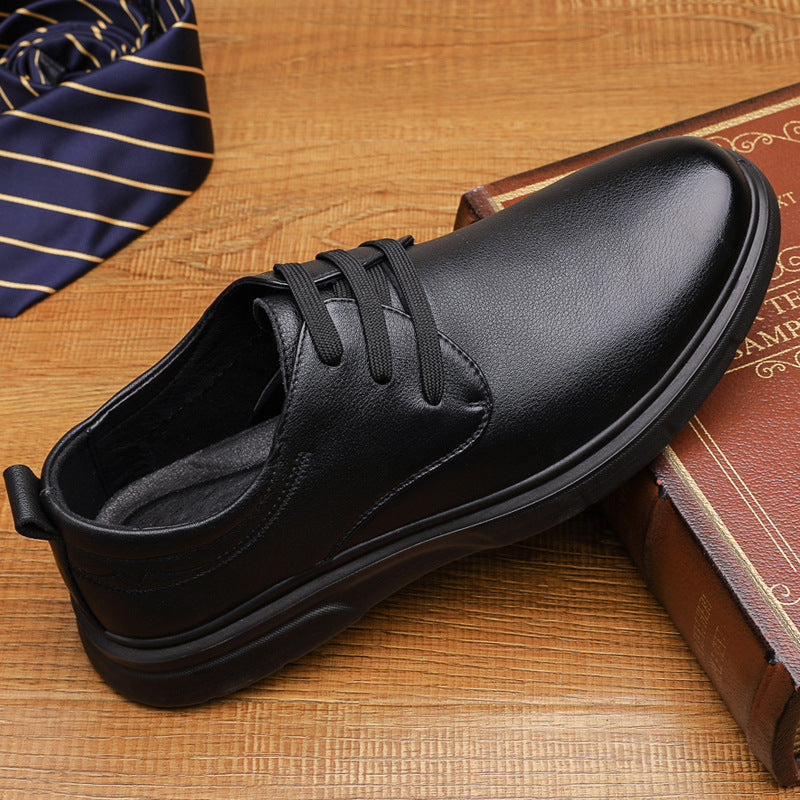 Men's Business First Layer Cowhide Fashion Black Men's Casual Leather Shoes