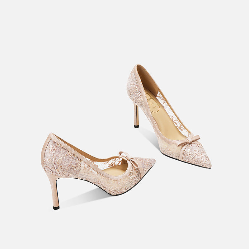 Women's Sheepskin High Temperament Banquet Pointed Stiletto Design Women's Fashion Shoes