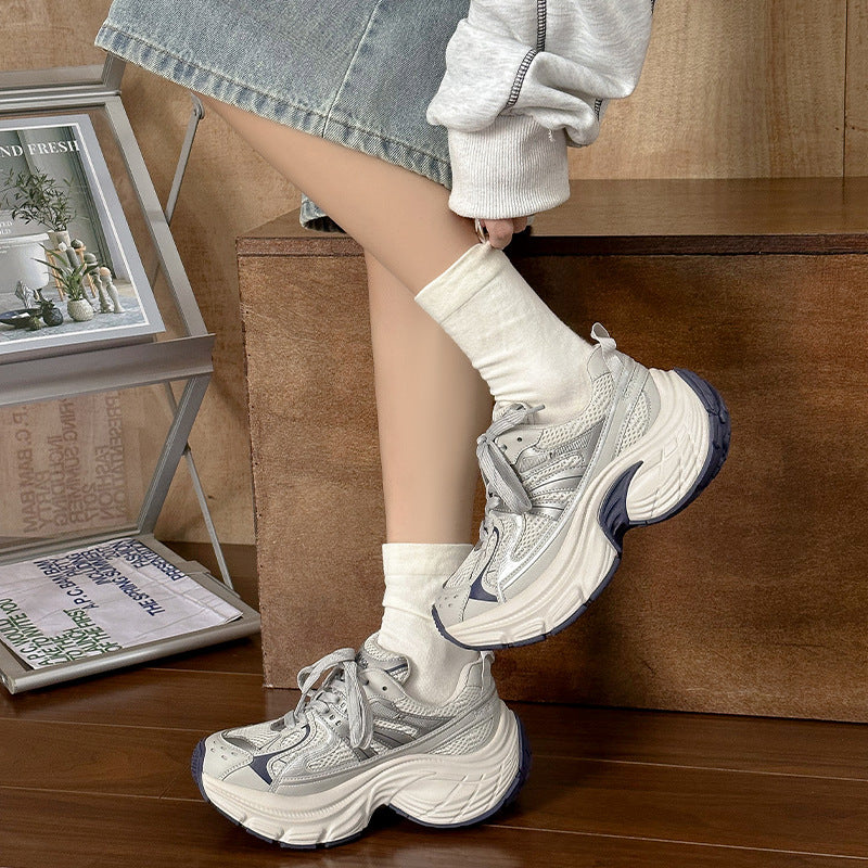 Women's Authentic Clunky Mesh Surface Platform Trendy Sneakers