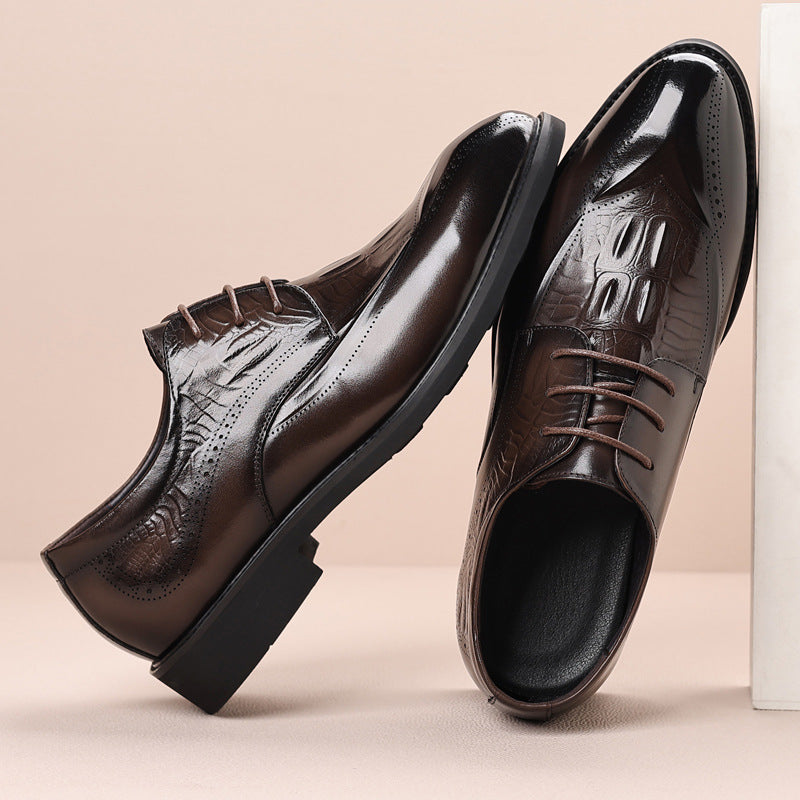 Men's Business Wedding First Layer Cowhide Korean Leather Shoes