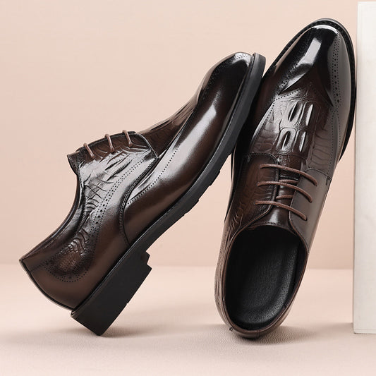 Men's Business Wedding First Layer Cowhide Korean Leather Shoes