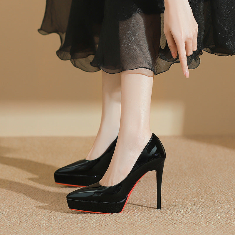 Women's High Pointed Toe Stiletto Waterproof Platform Pumps Sexy Women's Fashion Shoes