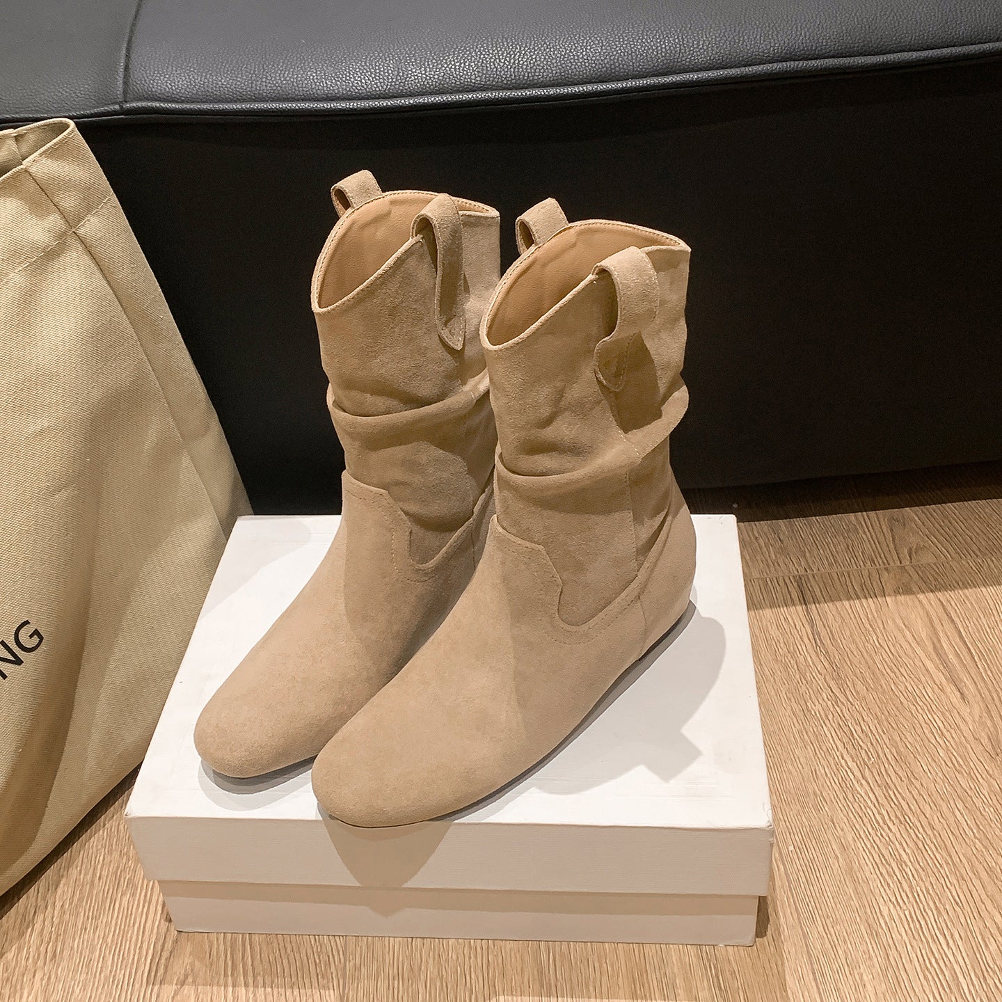 Women's Increasing Insole Retro Ankle Pile Style Chelsea Skinny Women's Shoes