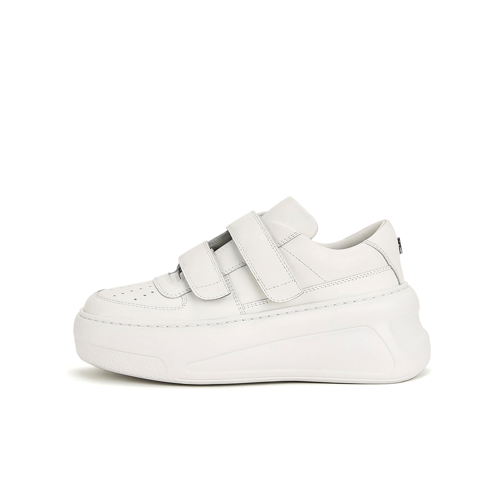 Women's White Autumn Muffin Thick Bottom Velcro Sports Skate Women's Casual Shoes