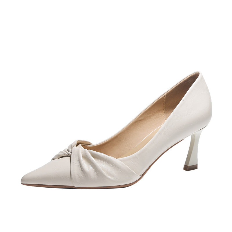 Women's Sheepskin Pointed Toe Twisted High Stiletto Women's Fashion Shoes