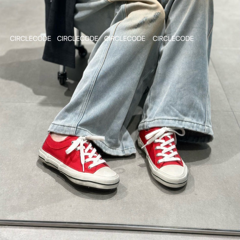 Women's Chun Korean Style Round Head Genuine Retro Vulcanized Women's Casual Shoes