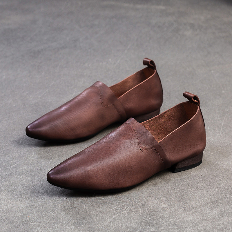 Women's Autumn Soft Top Layer Cowhide Slip-on Women's Casual Shoes