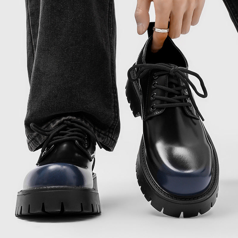 Men's Thick Bottom Increased Business Formal Wear High-grade Big Head Low Men's Casual Leather Shoes