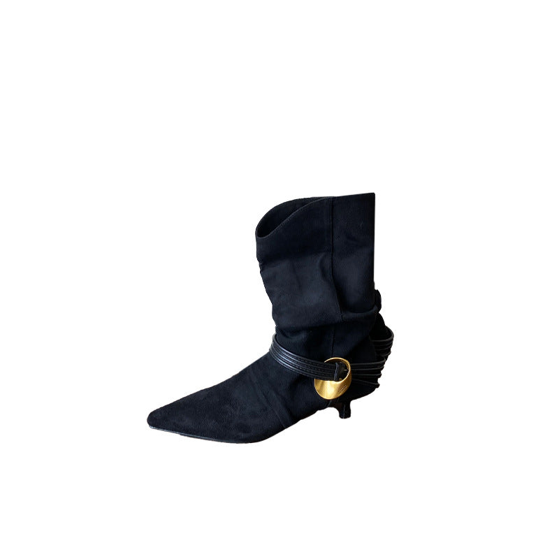 Women's Stiletto Temperament Slimming French Fashion Sexy Beautiful Women's Leather Boots