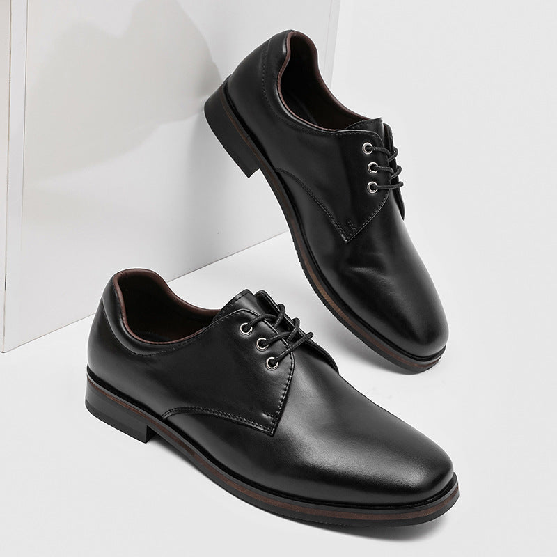 Men's Increasing Insole Green Derby British Style Business Formal Men's Casual Leather Shoes