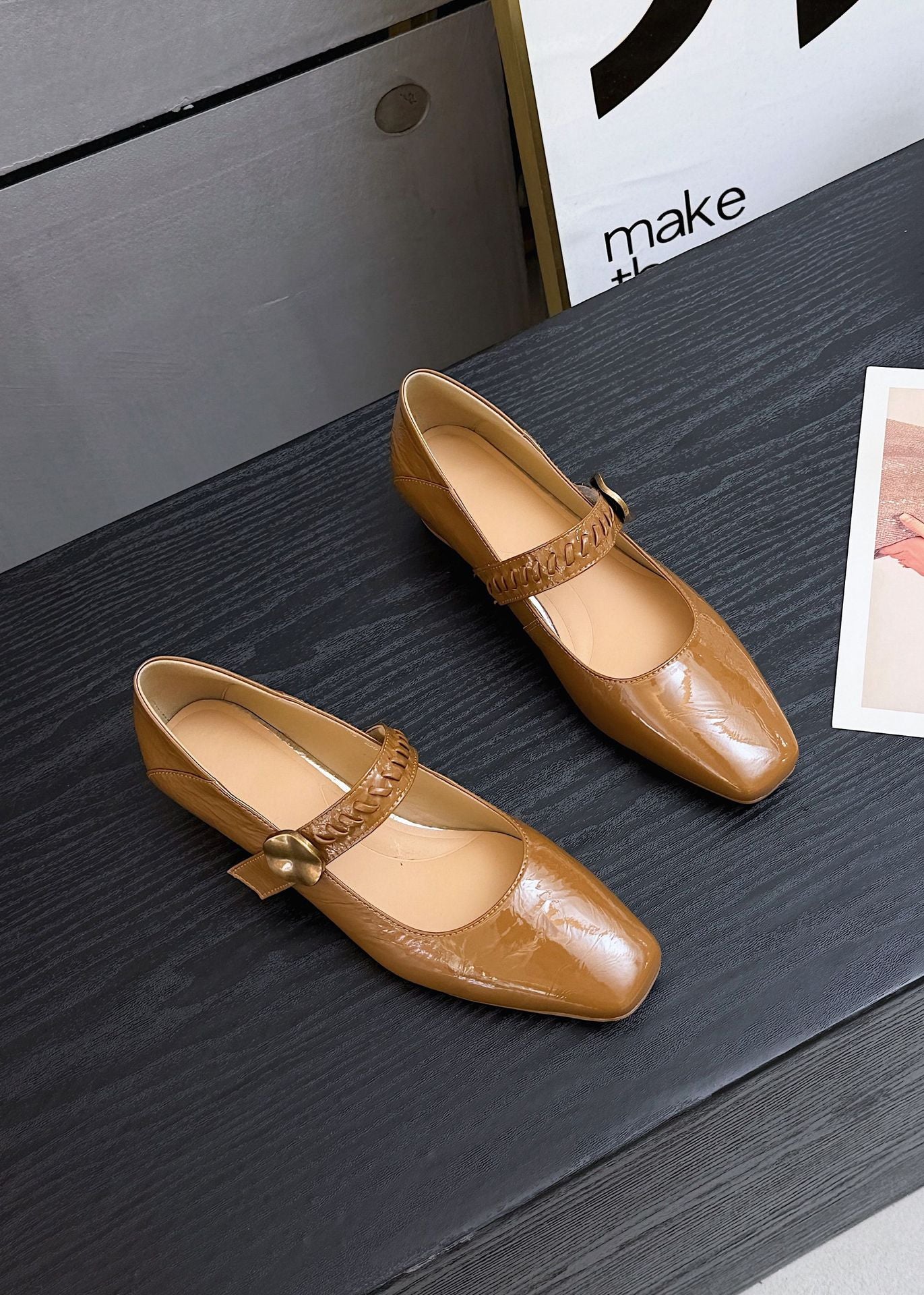 Women's Chunky Low Patent Formal Wear Low-cut Square Women's Fashion Shoes