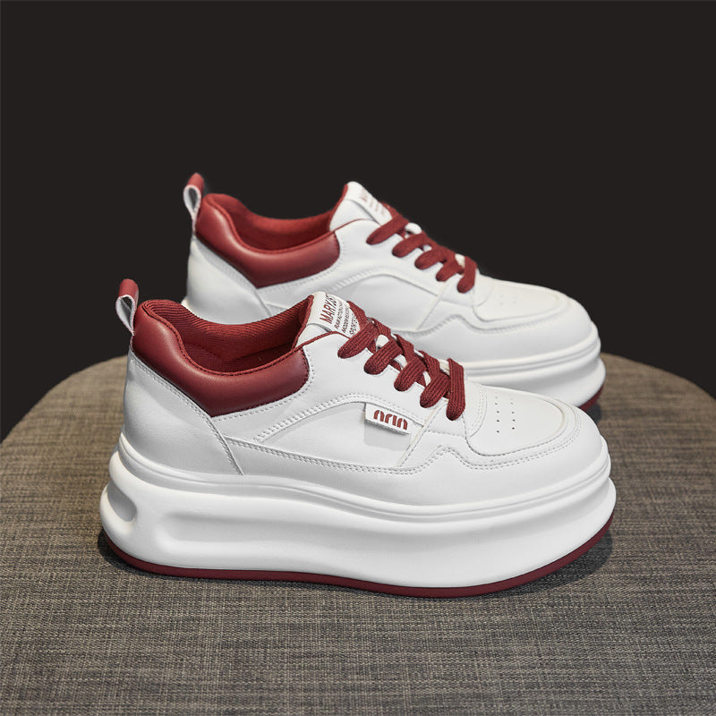 Women's White Autumn Invisible Elevated Board Platform Women's Casual Shoes