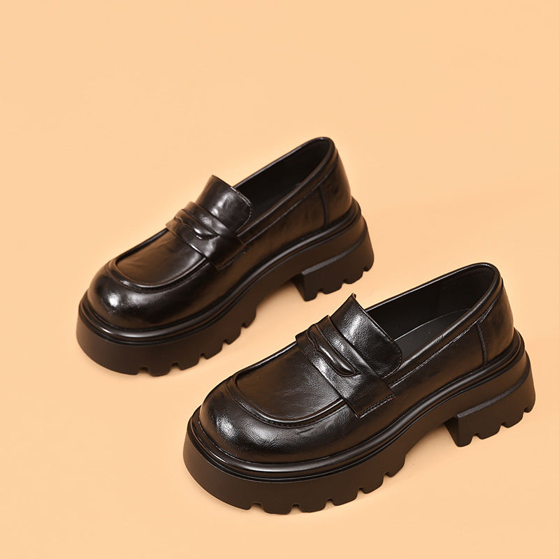 Women's Platform Skirt Wild Slip-on Pumps Chunky Loafers
