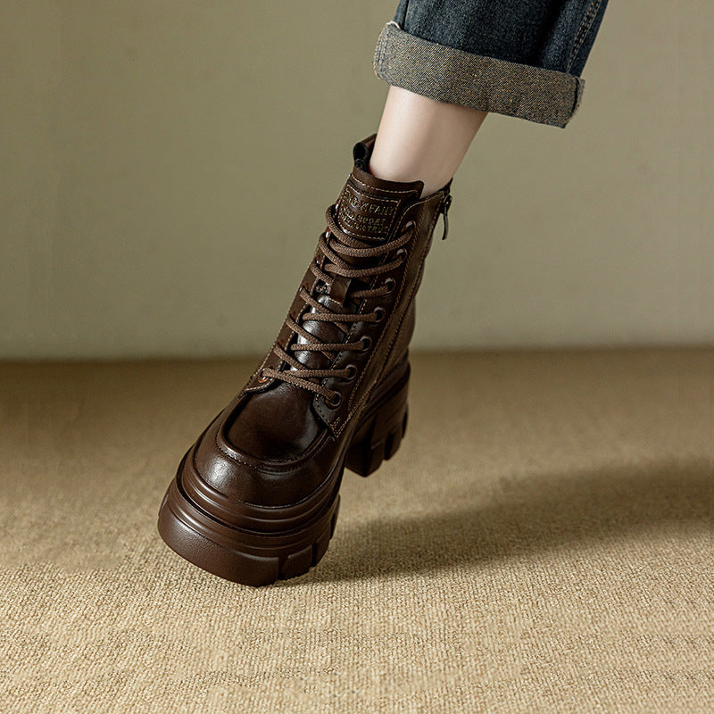 Women's Elevator Fleece-lined Small Platform Ankle Retro Easy Boots