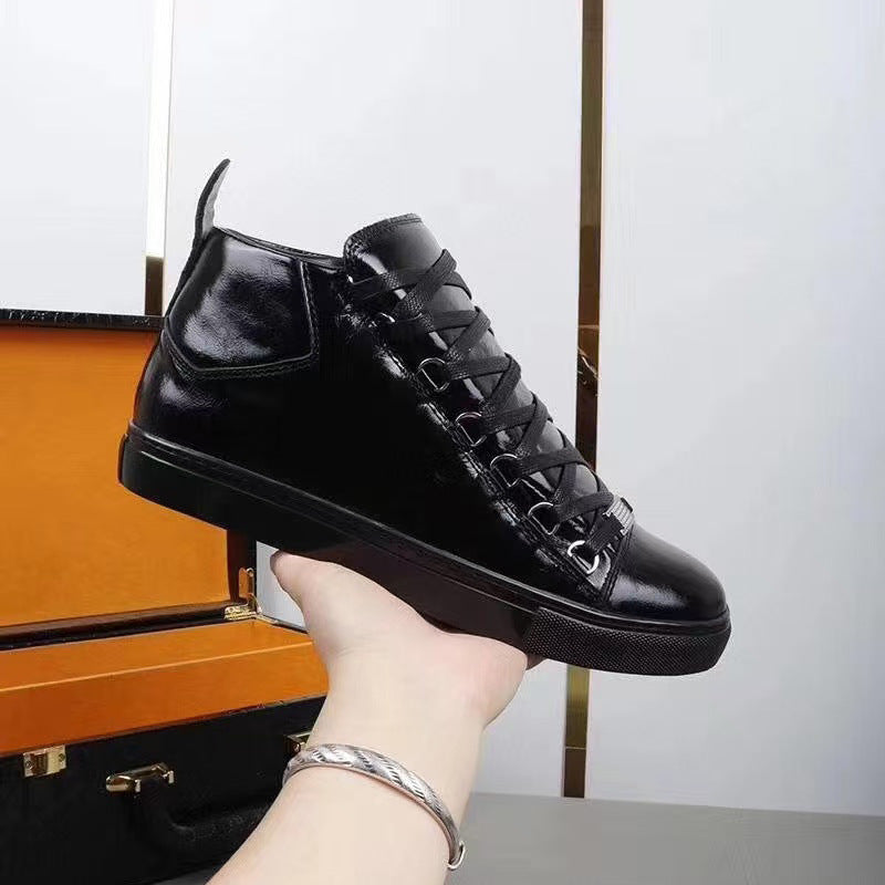 Men's Classic Paris Black Pleated Oil Wax Men's Shoes
