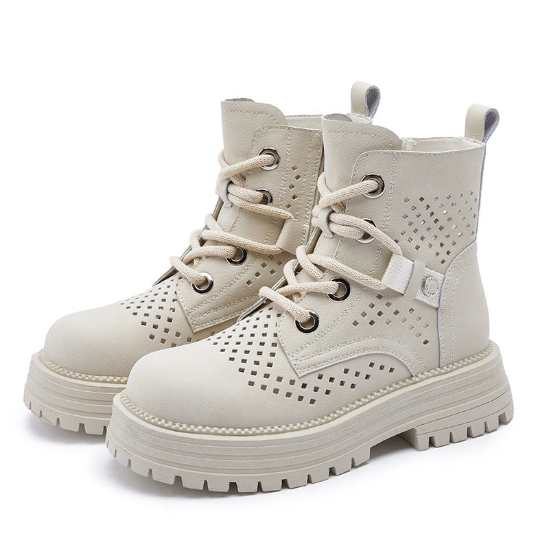 Women's Hollow Martin Genuine Hole Height Increasing Insole Boots