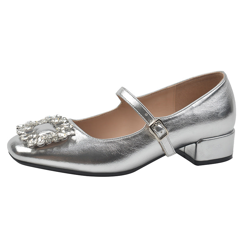 Women's Strap Square Toe Low-cut Mary Jane Widened Women's Shoes