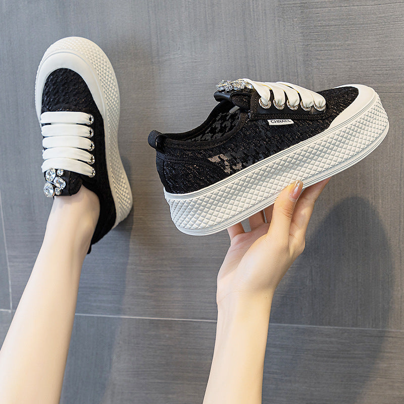 Women's White Summer Mesh Versatile Sports Leisure Sneakers