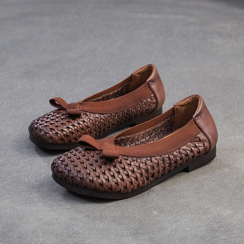 Women's French Flat Hole Mom Extra Large Size Comfortable Men's Shoes