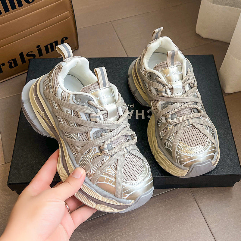 Retro Platform Breathable Mesh Surface Dad Early Autumn Lightweight Height Women's Sports Shoes