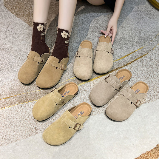 Women's French Style Retro Closed Toe Half Slippers