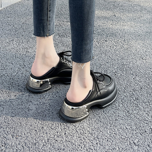 Jane British Style Authentic College Raise The Bottom Leather Shoes