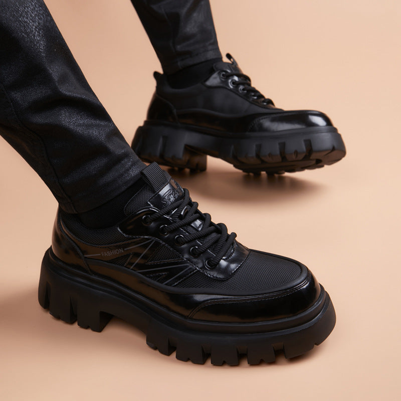 Men's Korean Style British Trend Thick Bottom Leather Shoes