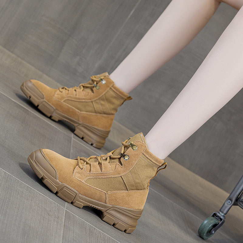 Women's Fashion Winter Versatile Short British Style Women's Leather Boots