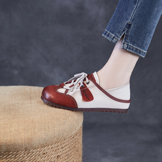 Women's German Training Spring Retro Flat Bottom White Sneakers