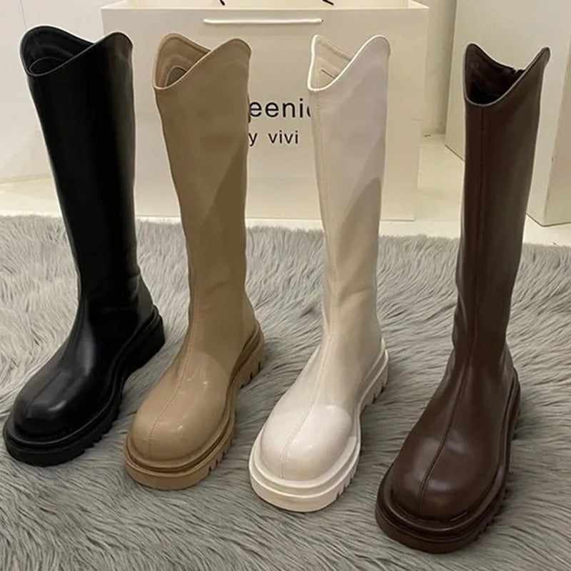 Female Fleece-lined Platform Widened Large Tube Circumference Fat Boots