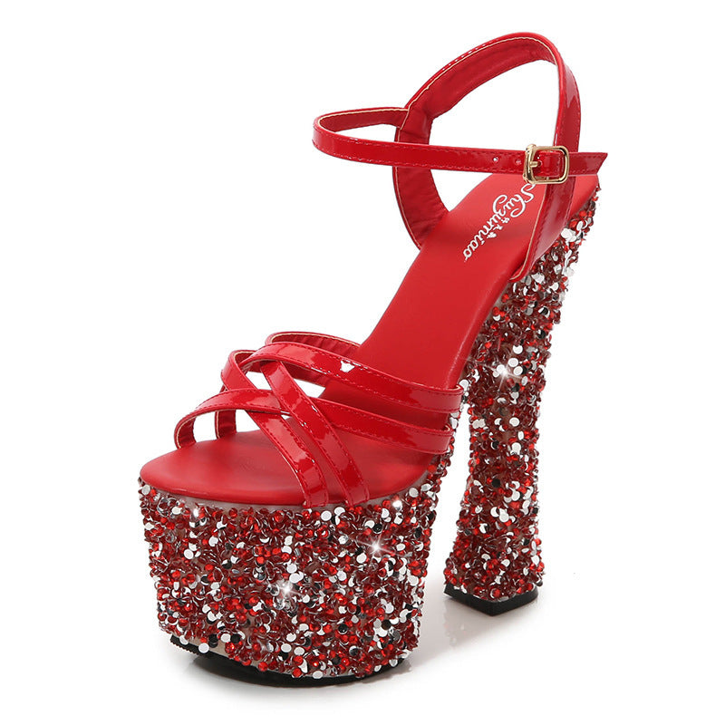 Women's Korean Rhinestone Summer Super Open Toe Sandals