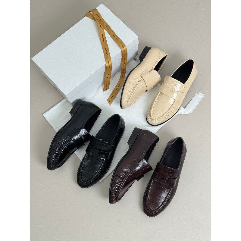 Women's Eel Skin Vintage Style Flat Pumps Loafers