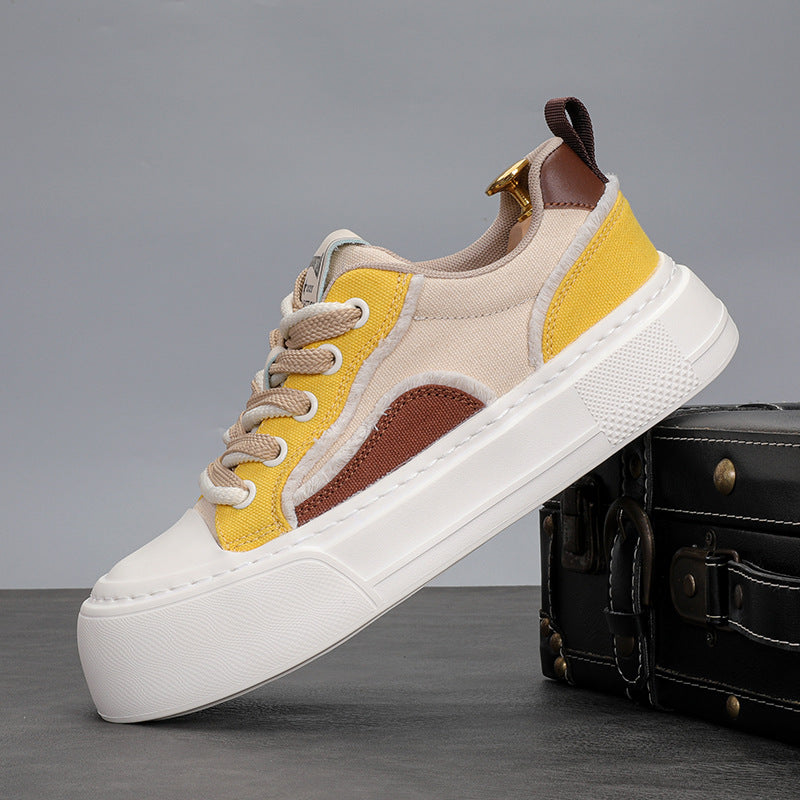 Men's Spring Chinese Style Breathable Plaid Lace Men's Canvas Shoes