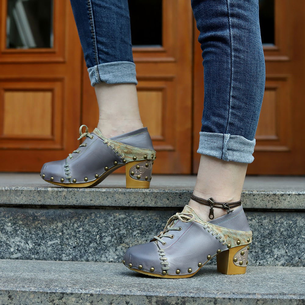 Hand-rub Color Street Style Fashion Stitching Women's Shoes