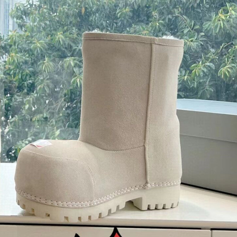Women's & Men's Ugly Cute Big Head Thick Sole Increased Middle Fleece Snow Boots