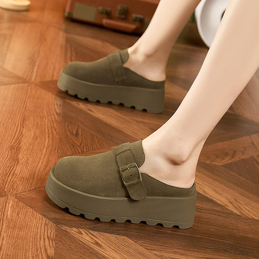 Women's Sole Increased Wild Outer Wear Genuine Slippers