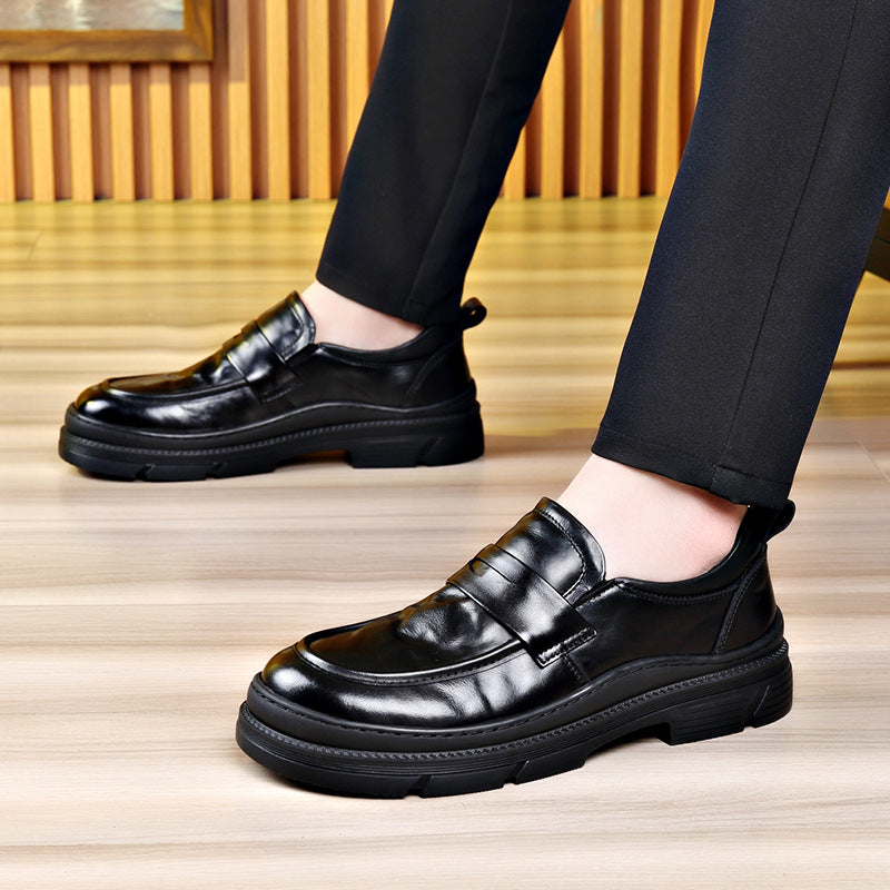 Men's Wedding Bridegroom First Layer Cowhide British Leather Shoes