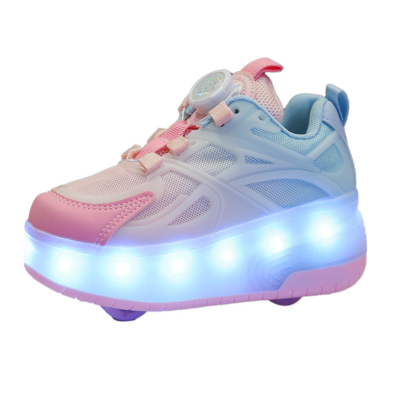 Rechargeable Colorful Light Horse Running Button Kid's Sneakers