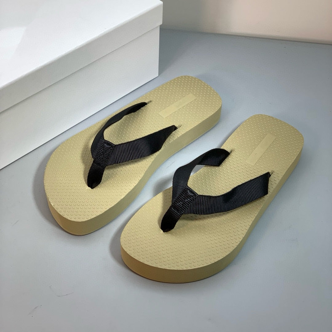 Women's Niche Minimalist Ribbon Platform Outer Wear Flat Slippers