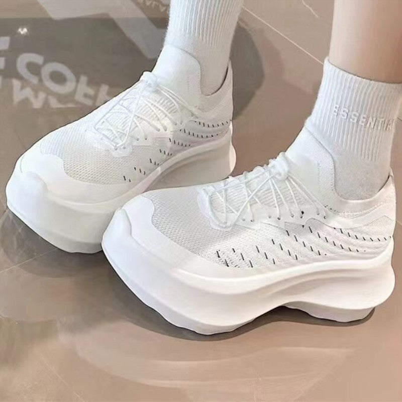 Women's Knitted Summer Small Height Increasing Muffin Sneakers