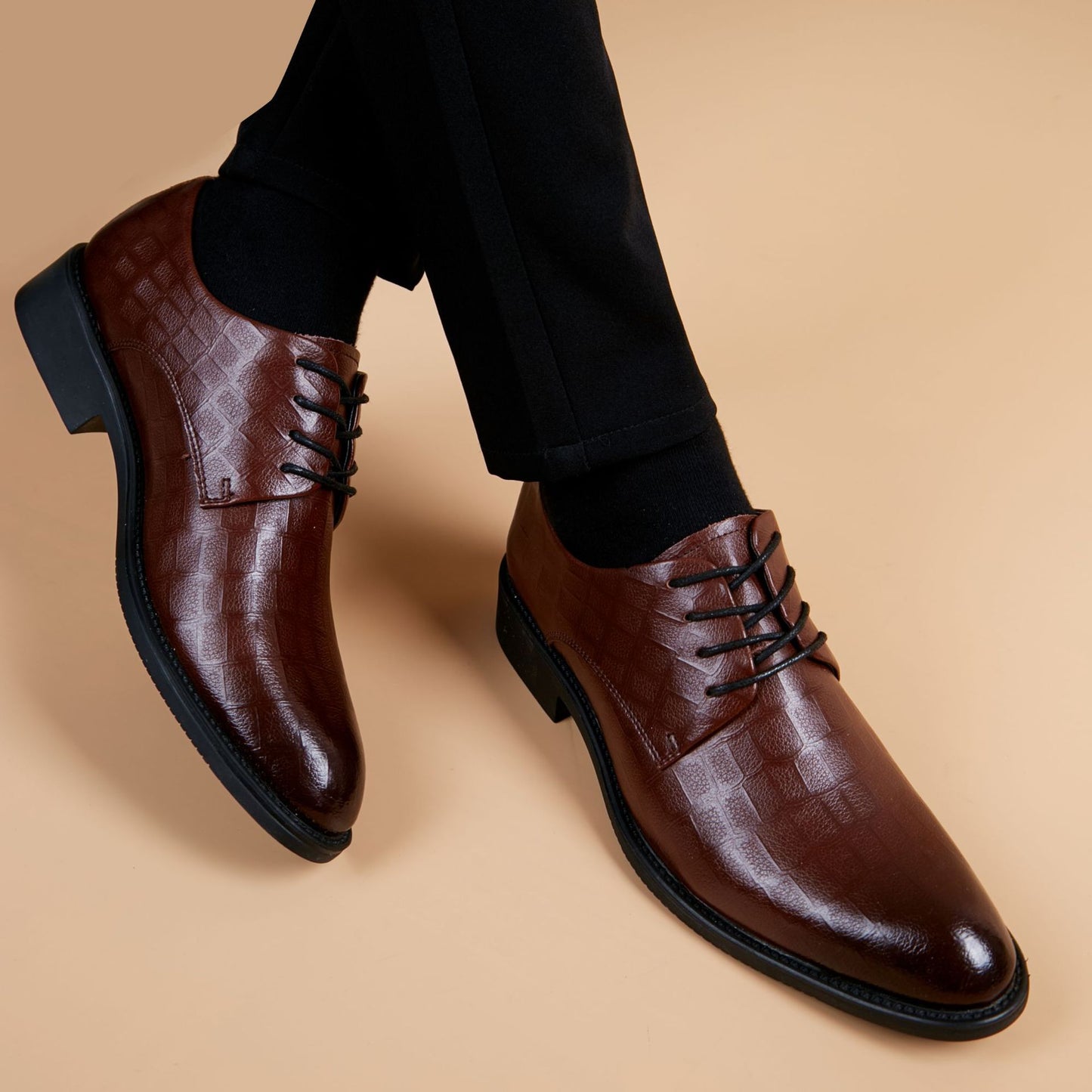 Men's Toe Korean Genuine Breathable Formal Suit Height Increasing Men's Business Leather Shoes