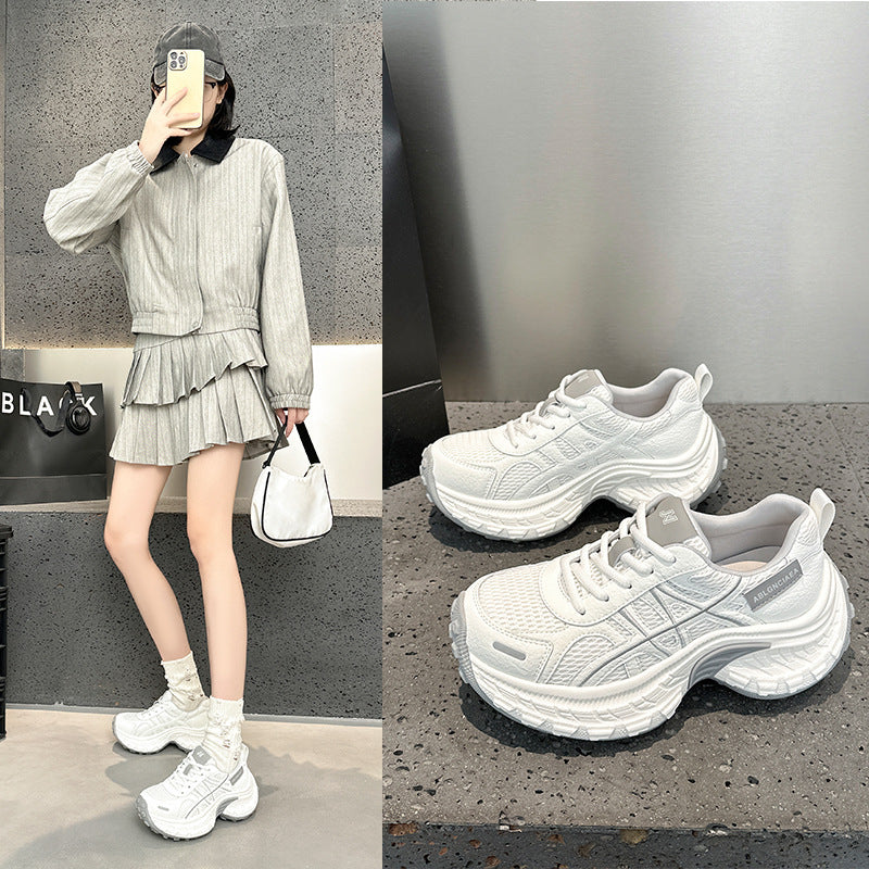 Women's Grinding Bottom Mesh Tire Lace Up Women's Sports Shoes