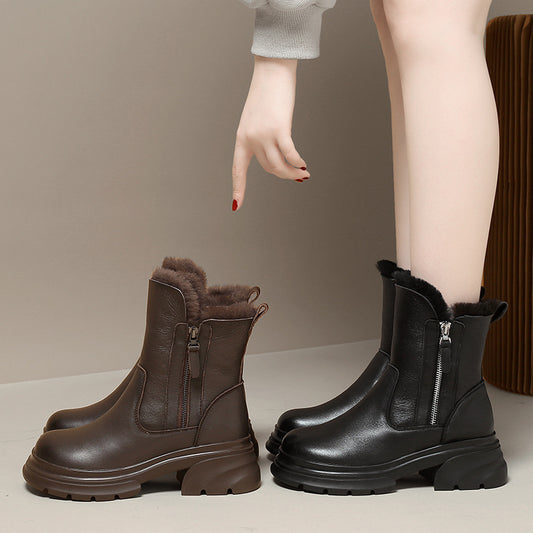 Women's Thick-soled Fur Integrated Martin Soft Bottom Snow Boots