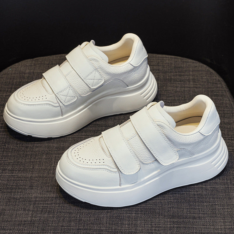 Women's Genuine Retro White Platform Hight Increasing Women's Casual Shoes
