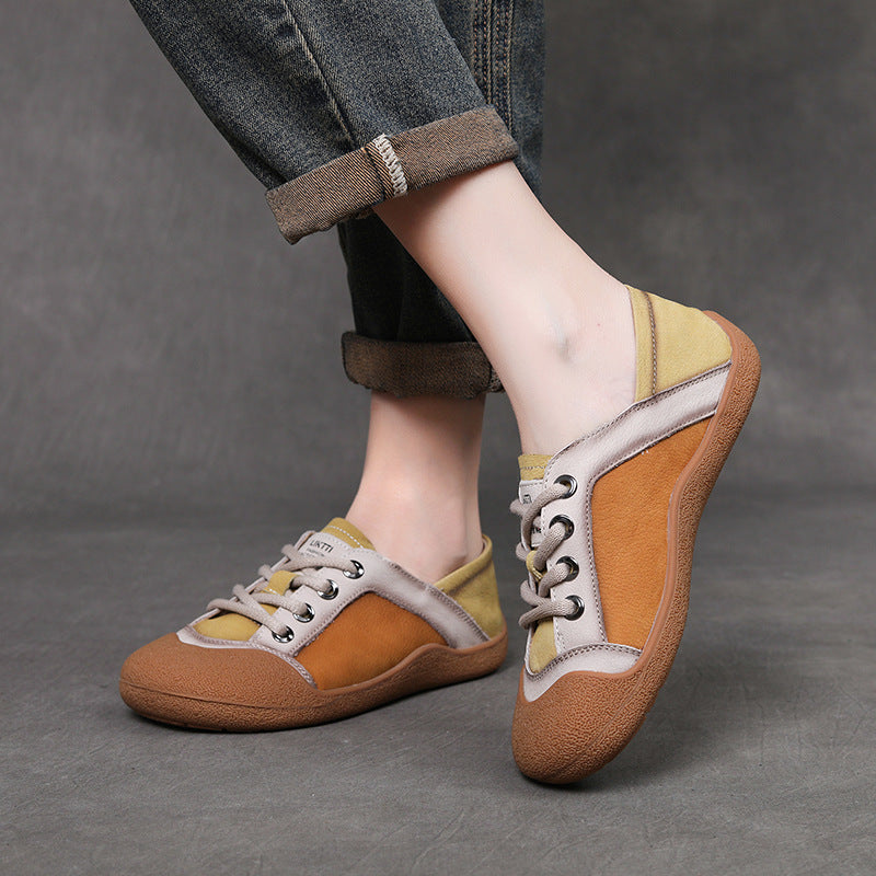 Women's Round Toe Flat Bottom Genuine German Training Pumps Soft Casual Shoes