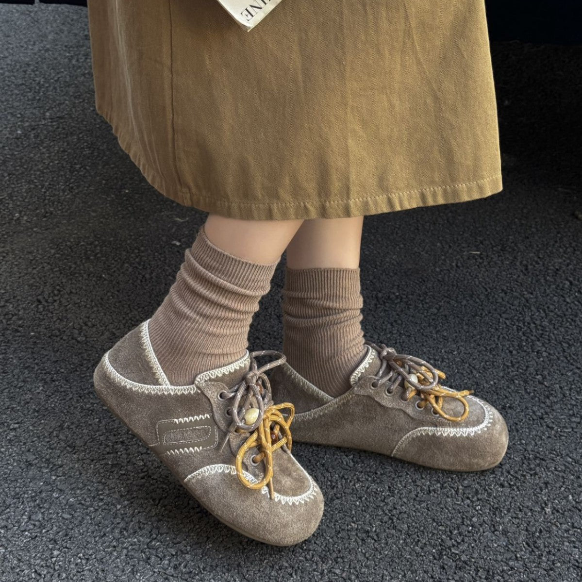 Women's Cow Suede Rubber Sole Pumps Autumn Retro Women's Fashion Shoes