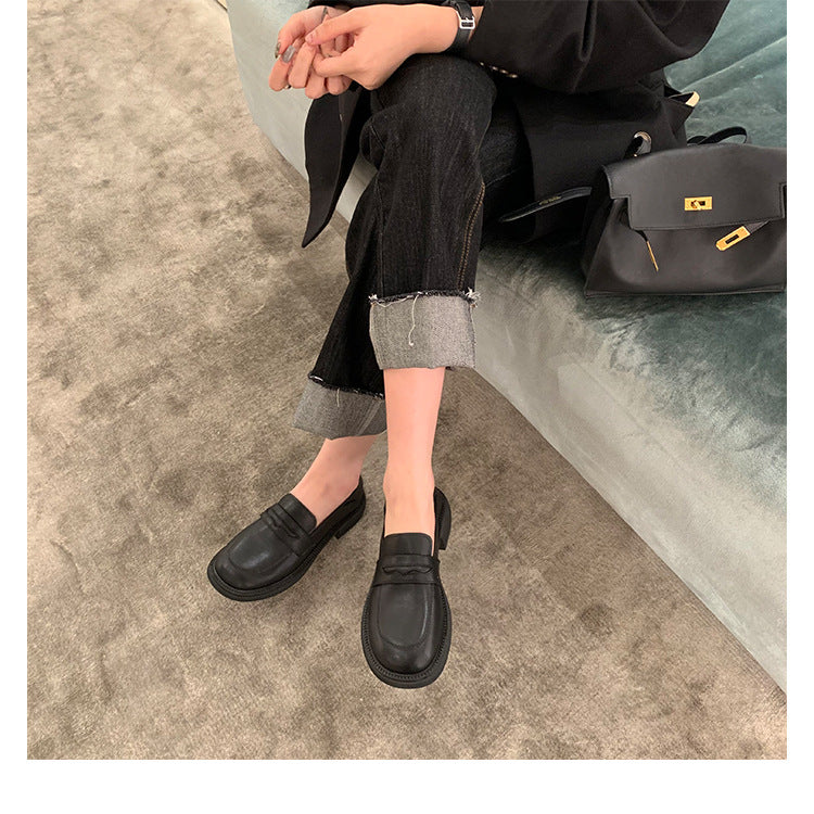 Women's Genuine Platform Chunky British Style Casual Shoes