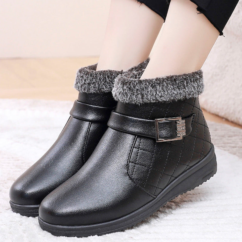 Women's Cotton Winter Fleece-lined Thick Platform Ankle Women's Shoes