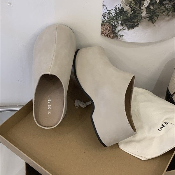 Women's Increasing Insole Closed Toe Half Outer Wear Thick Thick-soles Slippers